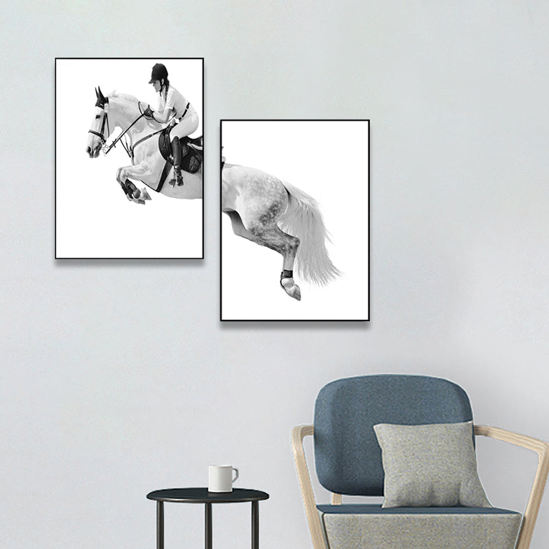 Vivolux | Paardrijden Vrouw Canvas Textuur Hedendaags Huis Interieur Muurkunst Decor