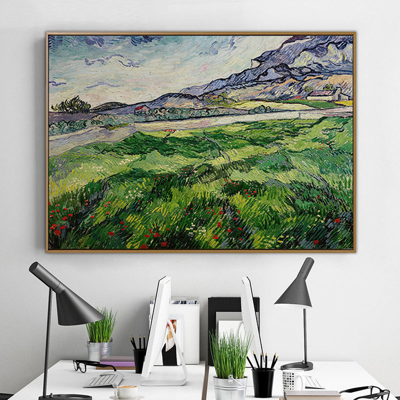 Vivolux | Texturiertes Weites Graslandansicht Gemälde Impressionismus Leinwand Wandkunst Dekor, Verschiedene Größen