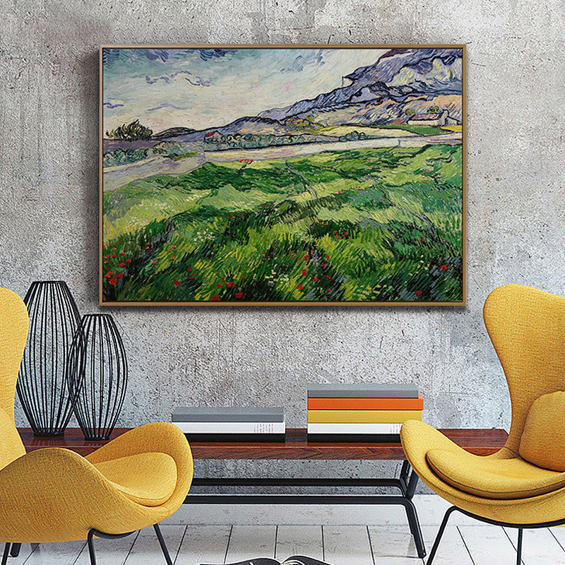 Vivolux | Texturiertes Weites Graslandansicht Gemälde Impressionismus Leinwand Wandkunst Dekor, Verschiedene Größen