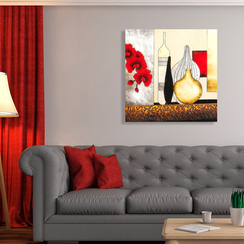 Vivolux | Stillleben-Muster-Leinwanddruck Texturiert Mid-Century Modern Stil für Schlafzimmer Malerei