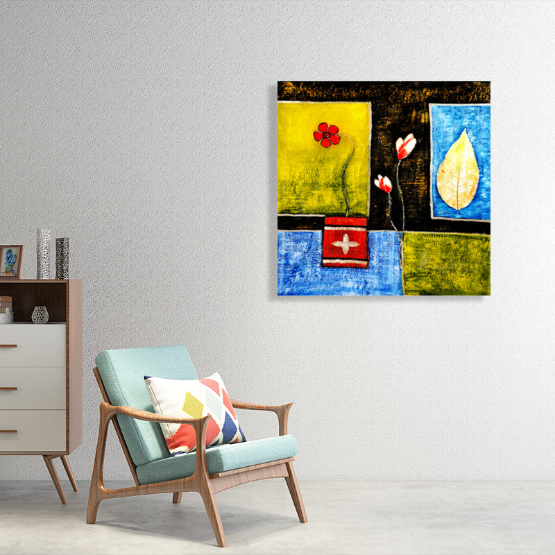 Vivolux | Stillleben-Muster-Leinwanddruck Texturiert Mid-Century Modern Stil für Schlafzimmer Malerei
