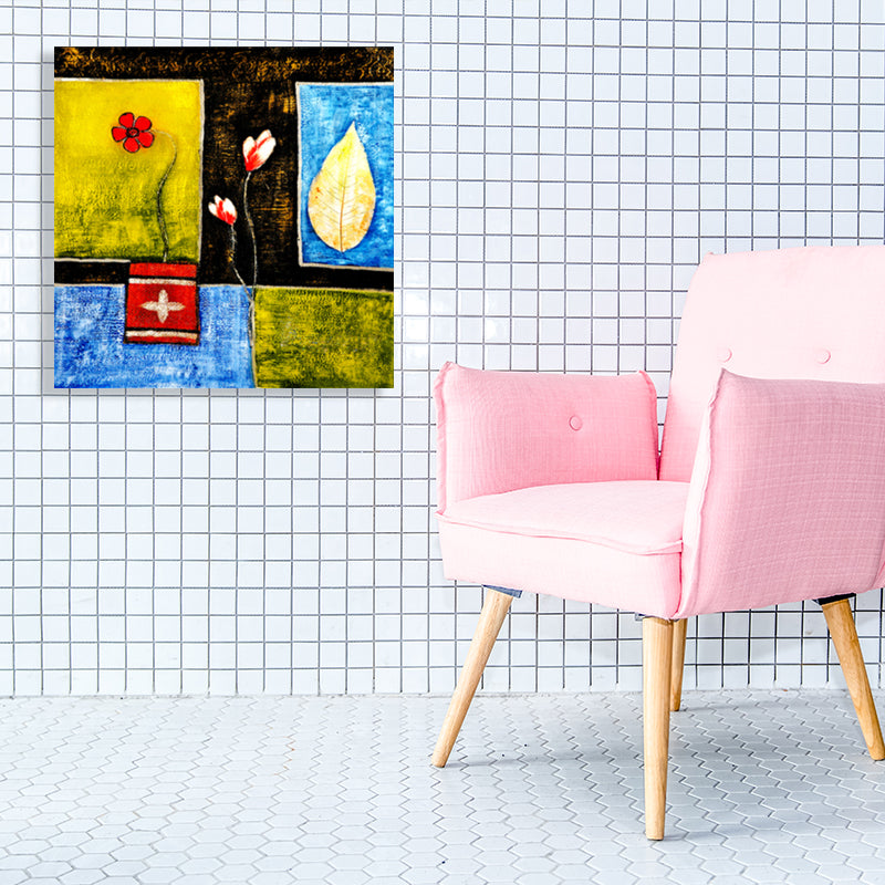 Vivolux | Stillleben-Muster-Leinwanddruck Texturiert Mid-Century Modern Stil für Schlafzimmer Malerei