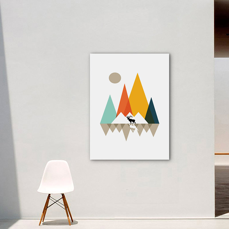 Vivolux | Pastellfarbene Nordische Eingewickelte Leinwand Morgen Berge Wandkunst Dekor für Wohnzimmer