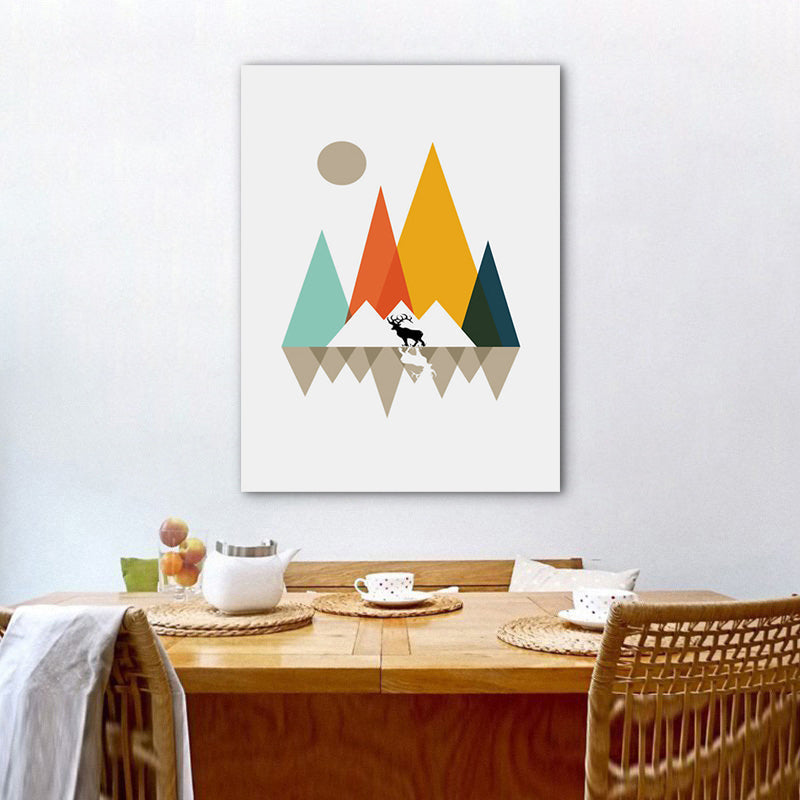 Vivolux | Pastellfarbene Nordische Eingewickelte Leinwand Morgen Berge Wandkunst Dekor für Wohnzimmer