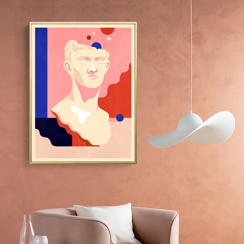 Vivolux | Rosa Männliche Skulptur Leinwand Kunst Illustration Skandinavisches Texturiertes Gemälde für Schlafzimmer