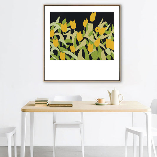 Vivolux | Nordic Zeichnung Tulpen Blumen Kunstdruck Leinwand Texturiert Pastell Wanddeko für Raum