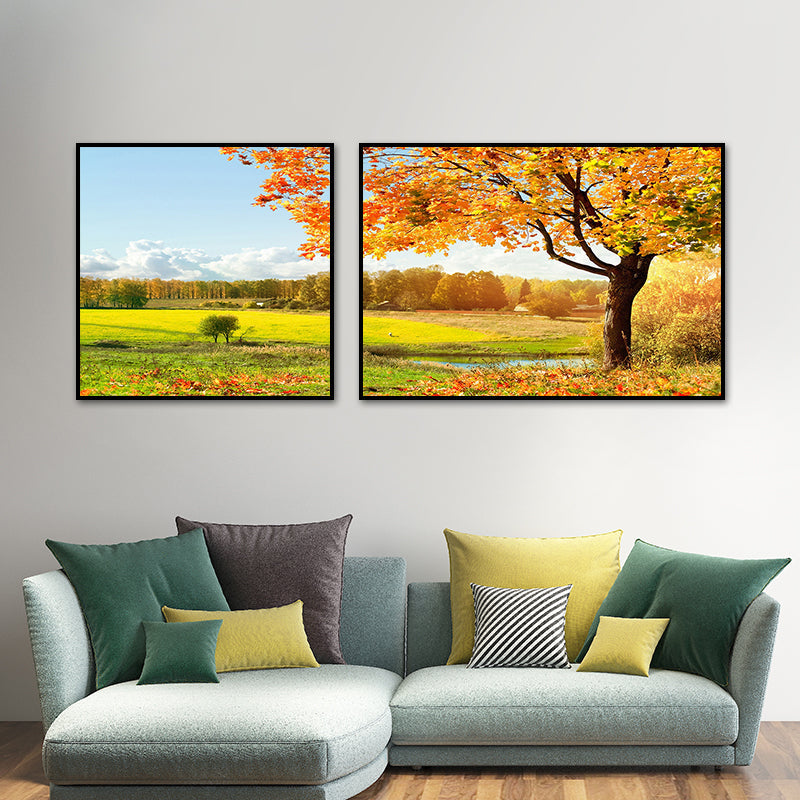 Vivolux | Schöner pastoraler Landschaft Kunstdruck Schlafzimmer Natur Szenerie Wanddekoration in kräftigen Farben