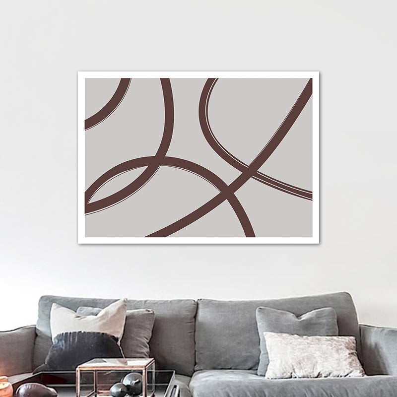 Vivolux | Verdrehte Linien Leinwand Wandkunst Minimalismus Texturierte Wanddekoration in Braun auf Grau für Zuhause