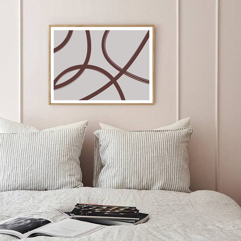 Vivolux | Verdrehte Linien Leinwand Wandkunst Minimalismus Texturierte Wanddekoration in Braun auf Grau für Zuhause