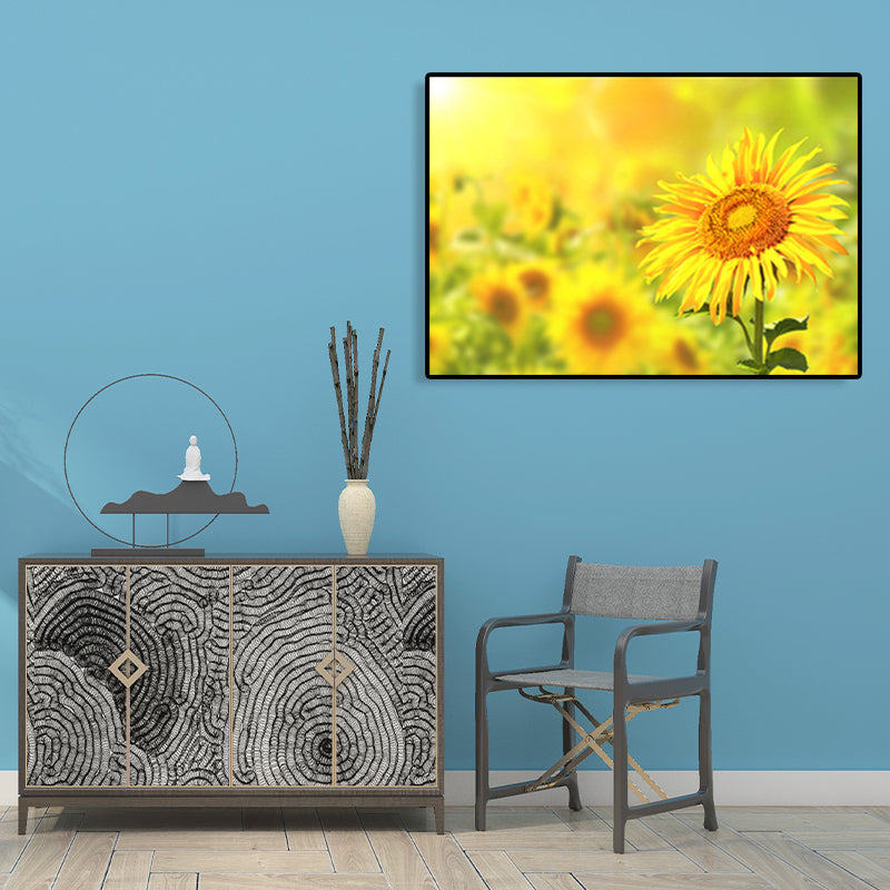 Vivolux | Texturiertes Sonnenblumen-Leinwandbild Moderne Wanddekoration für das Mädchenzimmer, mehrere Größen