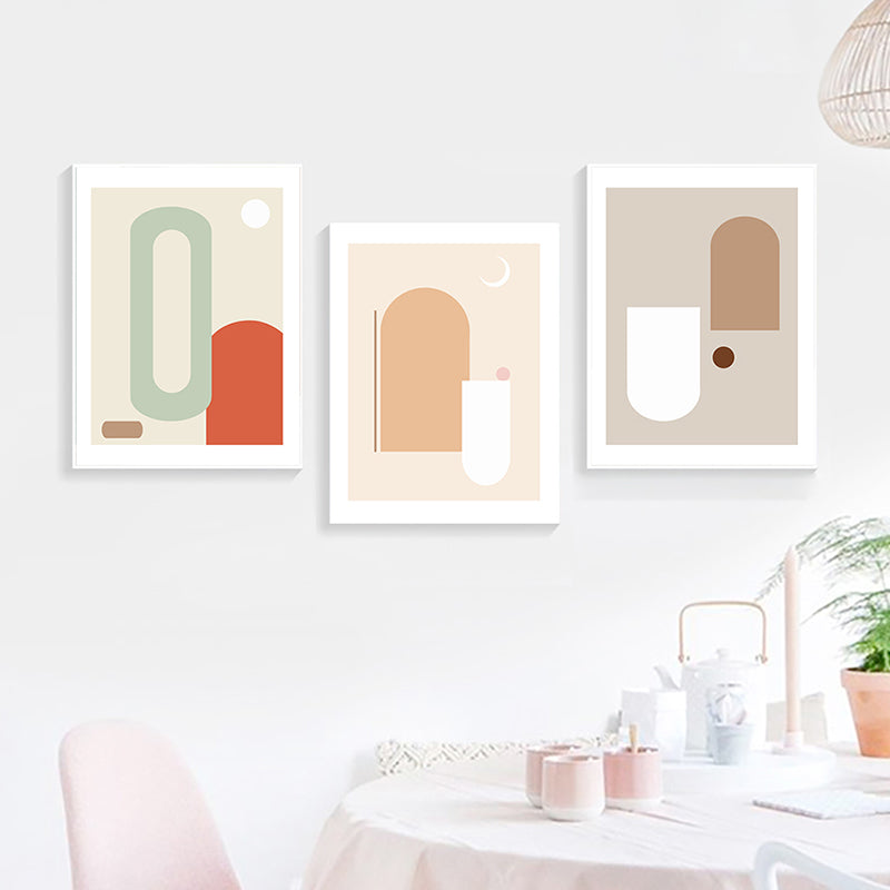 Vivolux | Nordic Geometrische Wanddekoration Leinwand Texturiertes Pastellfarben Kunstdruck für das Familienzimmer