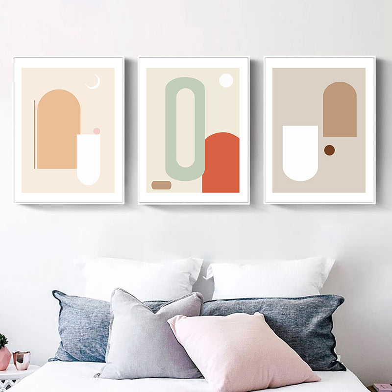 Vivolux | Nordic Geometrische Wanddekoration Leinwand Texturiertes Pastellfarben Kunstdruck für das Familienzimmer