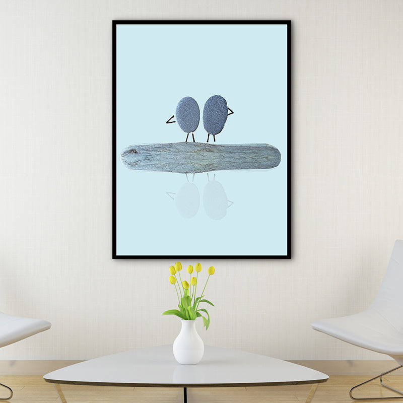 Vivolux | Nordic Illustration Print Stein Leinwand Pastellfarbe Texturiert Wandkunst Dekor für Raum