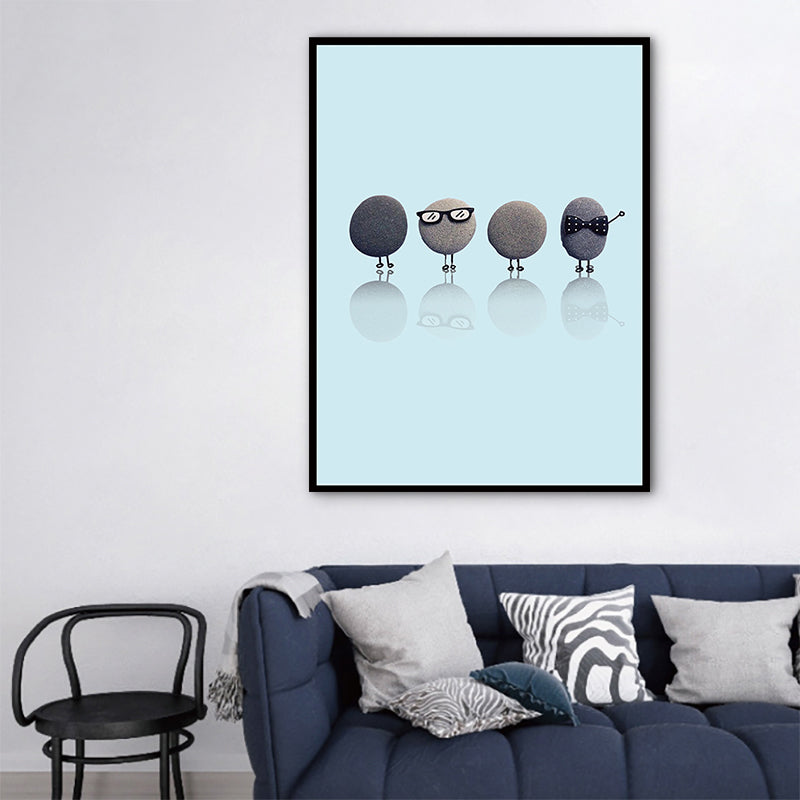 Vivolux | Nordic Illustration Print Stein Leinwand Pastellfarbe Texturiert Wandkunst Dekor für Raum