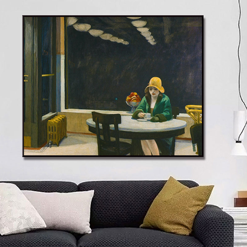 Vivolux | Nordic Figure Canvas Wandkunst Schwarze Frau Warten im Café Malerei für Wohnzimmer
