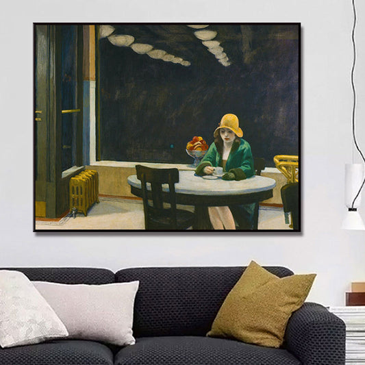 Vivolux | Nordic Figure Canvas Wandkunst Schwarze Frau Warten im Café Malerei für Wohnzimmer