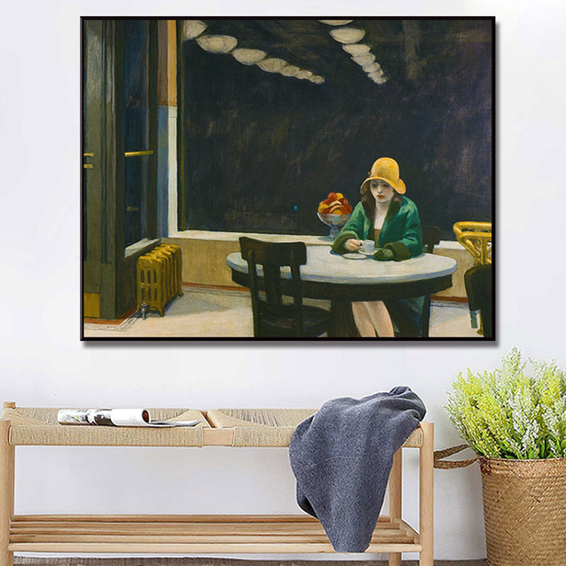 Vivolux | Nordic Figure Canvas Wandkunst Schwarze Frau Warten im Café Malerei für Wohnzimmer