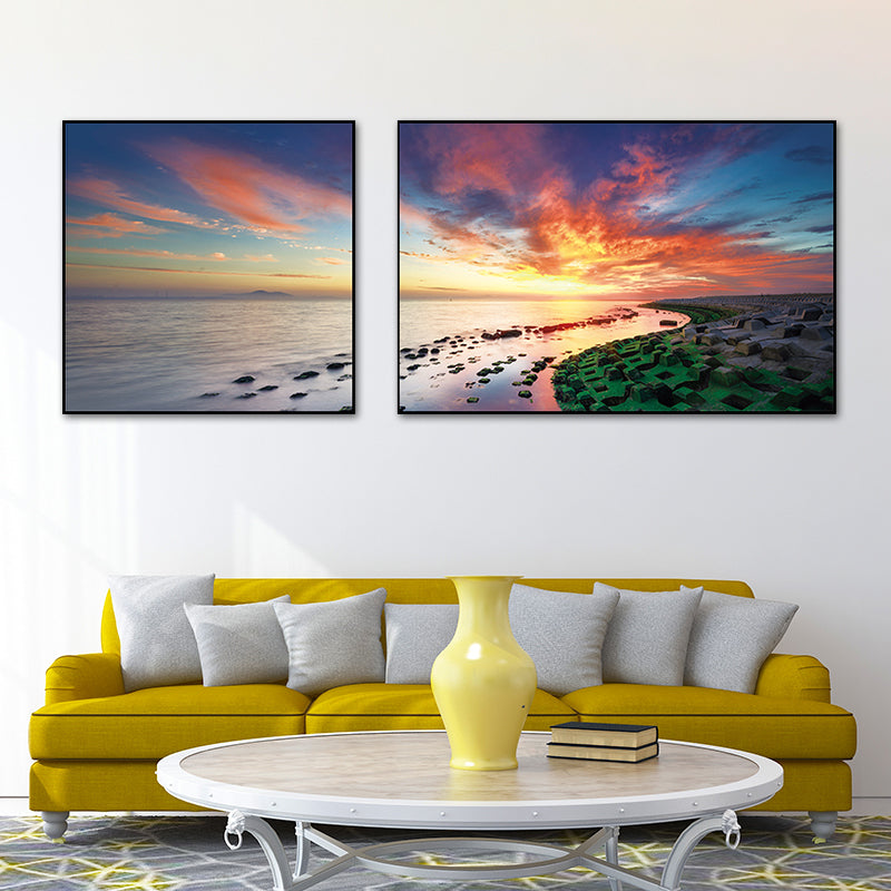 Vivolux | Pastel Zeeland landschap wanddecoratie natuurscène moderne multi-piece canvas voor slaapkamer