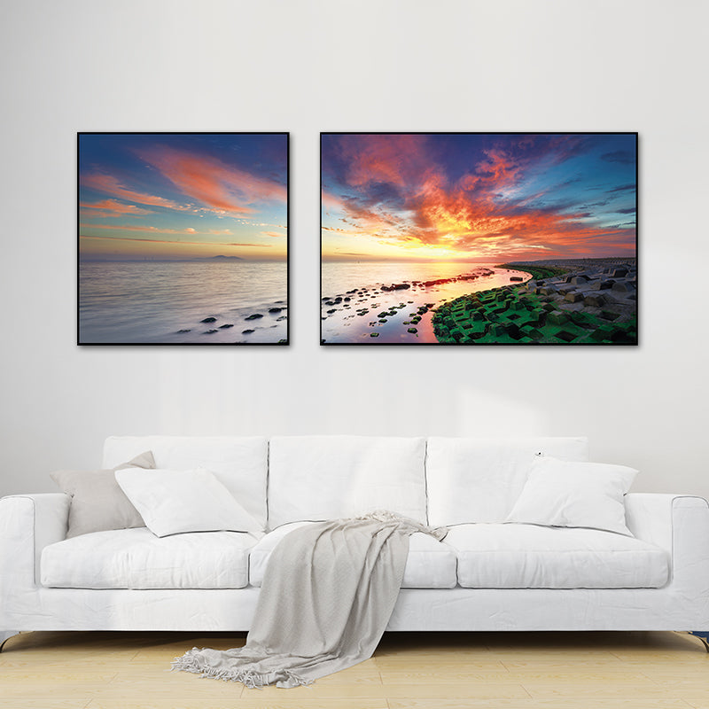 Vivolux | Pastel Zeeland landschap wanddecoratie natuurscène moderne multi-piece canvas voor slaapkamer