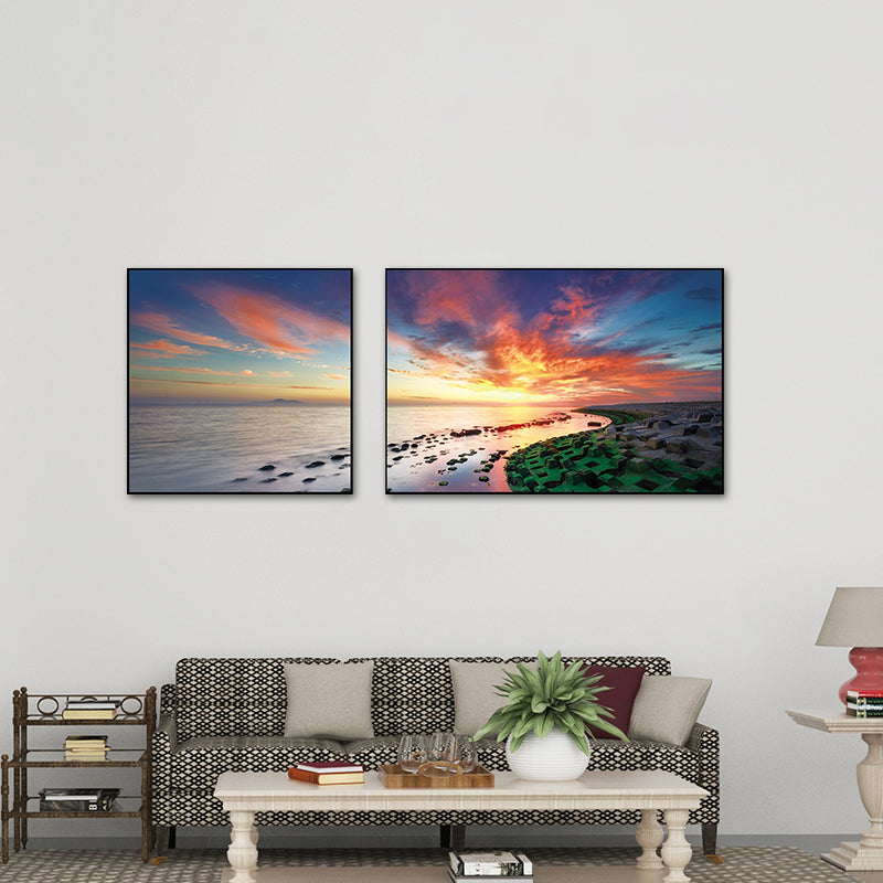 Vivolux | Pastel Zeeland landschap wanddecoratie natuurscène moderne multi-piece canvas voor slaapkamer