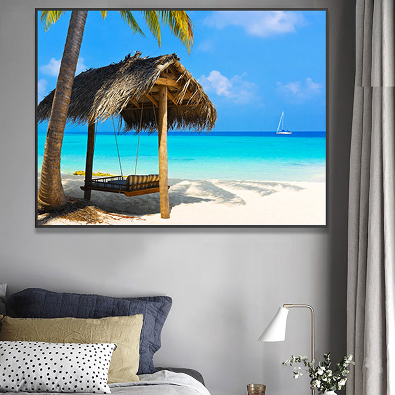 Vivolux | St stunning tropisches Strand Leinwand Hotel Fotografie Druck Seascape Wandkunst Dekor in Blau