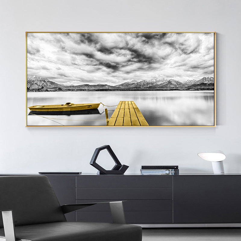 Vivolux | Textured Seaside Mountains Kunstprint Moderne Stijl Canvas Muur Decor, Meerdere Maten