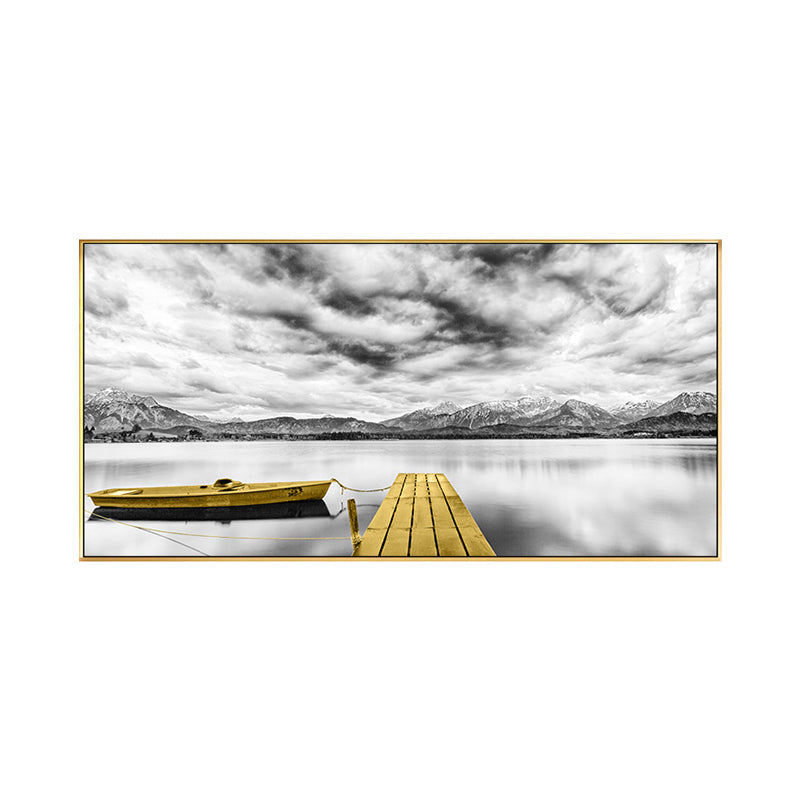 Vivolux | Textured Seaside Mountains Kunstprint Moderne Stijl Canvas Muur Decor, Meerdere Maten