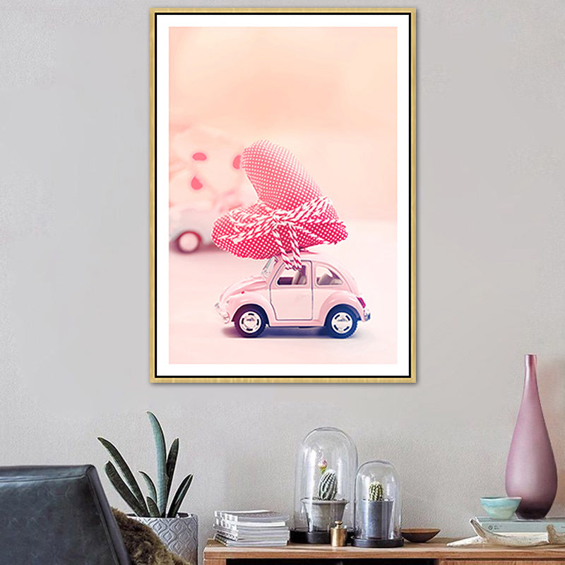 Vivolux | Rosa zeitgenössisches Spielzeug-Minicar-Gemälde für das Schlafzimmer von Jungen, in verschiedenen Größen erhältlich