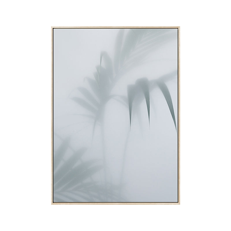 Vivolux | Weiß gefrosteter Palmenblatt-Leinwanddruck Botanic Nordisch Texturiertes Wandkunst für das Wohnzimmer
