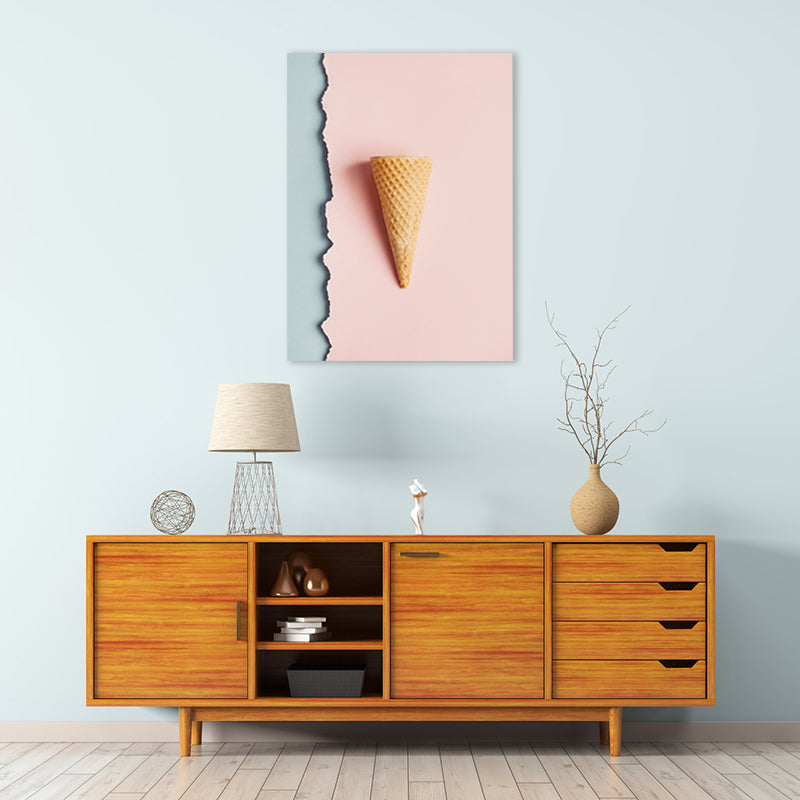 Vivolux | Pink Ice-Cream Cone Painting Textured Wall Art Print für Gästezimmer, mehrere Größen