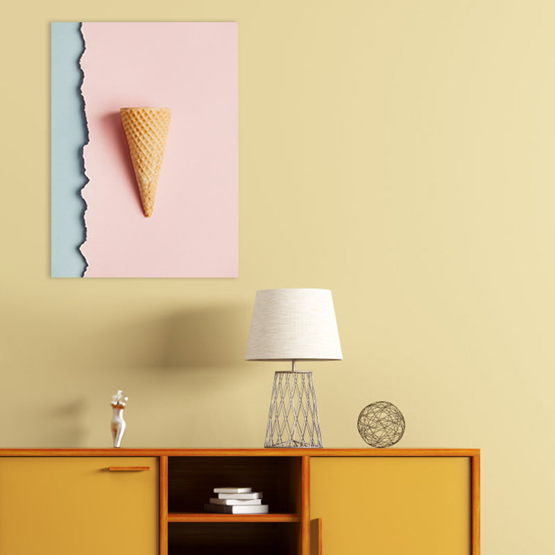 Vivolux | Pink Ice-Cream Cone Painting Textured Wall Art Print für Gästezimmer, mehrere Größen