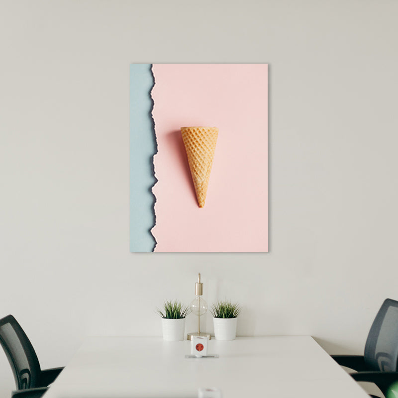 Vivolux | Pink Ice-Cream Cone Painting Textured Wall Art Print für Gästezimmer, mehrere Größen