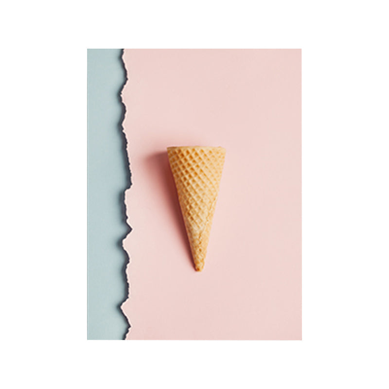 Vivolux | Pink Ice-Cream Cone Painting Textured Wall Art Print für Gästezimmer, mehrere Größen