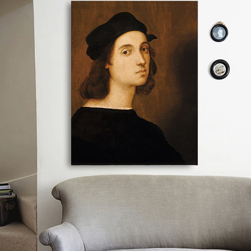 Vivolux | Renaissance-Stil Figur Leinwand Jungs Schlafzimmer Wandkunst Dekor in Braun, Mehrere Größen