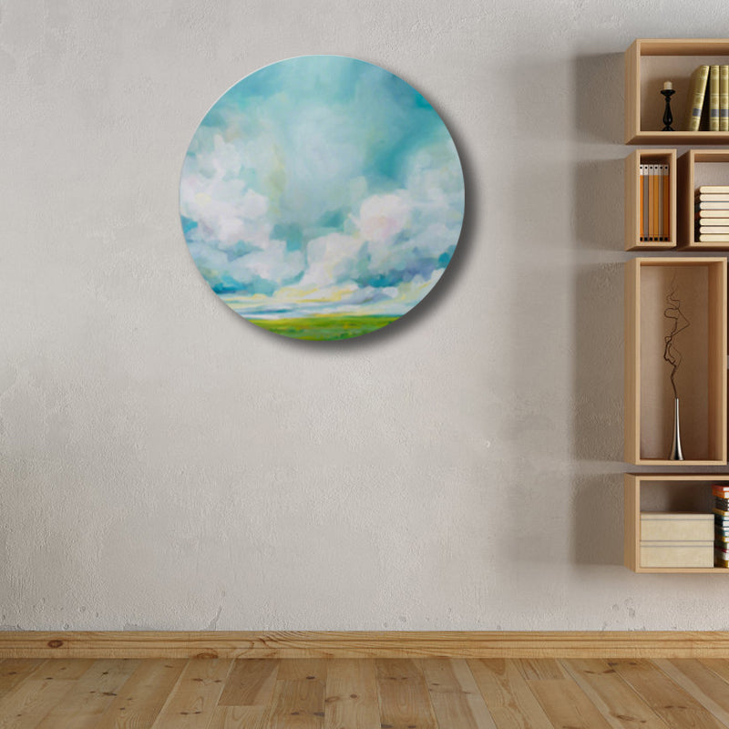 Vivolux | Pastellfarbige Wolkenlandschaft gemalte Texturierte moderne Kunst Esszimmer Leinwanddruck