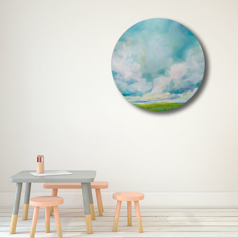 Vivolux | Pastellfarbige Wolkenlandschaft gemalte Texturierte moderne Kunst Esszimmer Leinwanddruck