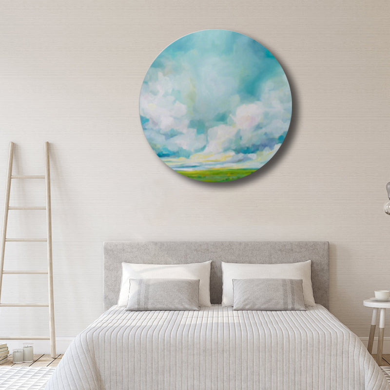 Vivolux | Pastellfarbige Wolkenlandschaft gemalte Texturierte moderne Kunst Esszimmer Leinwanddruck