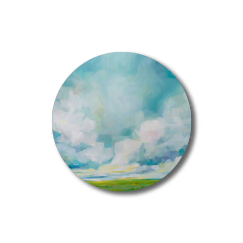 Vivolux | Pastellfarbige Wolkenlandschaft gemalte Texturierte moderne Kunst Esszimmer Leinwanddruck