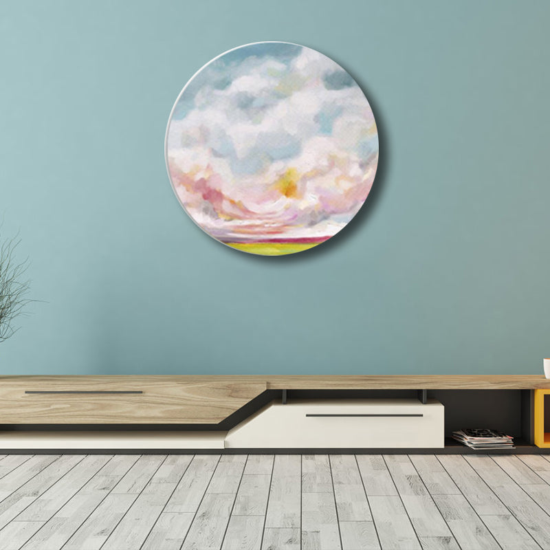 Vivolux | Pastellfarbige Wolkenlandschaft gemalte Texturierte moderne Kunst Esszimmer Leinwanddruck