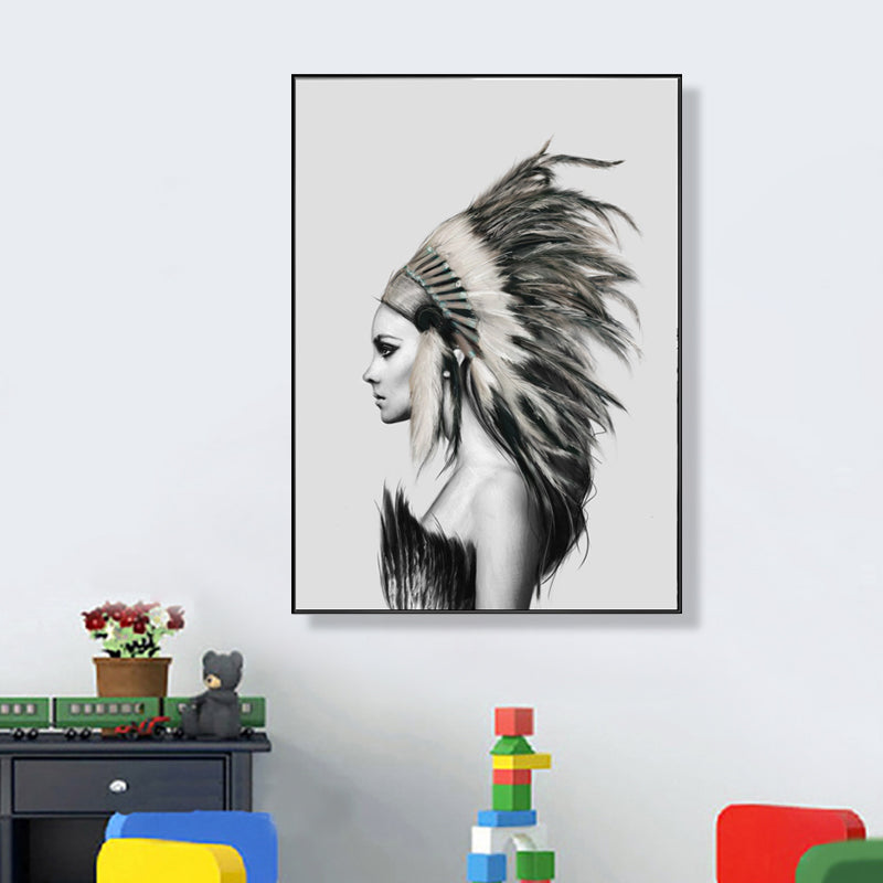 Vivolux | Pastel kleur veerhoed meisje canvas hedendaagse textuur wanddecoratie voor woonkamer