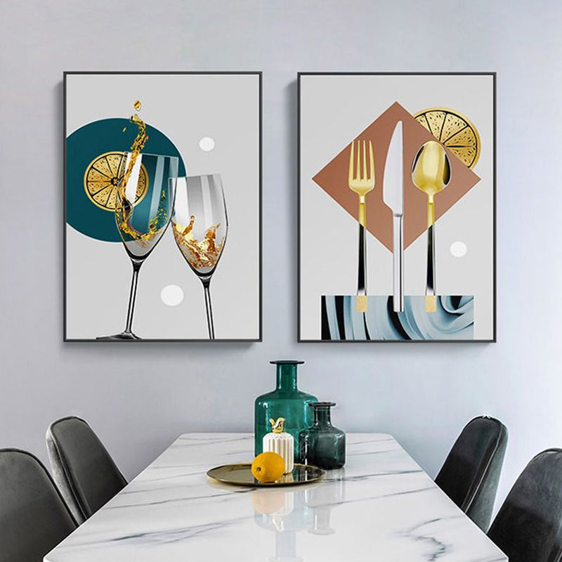 Vivolux | Pastel Kleur Moderne Servies Schilderij voor Jongens Slaapkamer, Meerdere Maten Beschikbaar