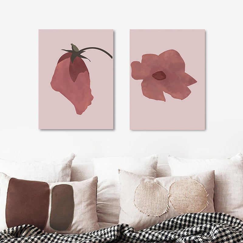 Vivolux | Pink Flower Leinwand Wandkunst Texturiert Nordisch Wohnzimmer Wanddeko, Mehrere Größen