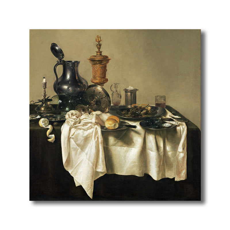 Vivolux | Scattered Tableware Leinwand für Küche Ölmalerei Wandkunst Druck, multiple Größenoptionen