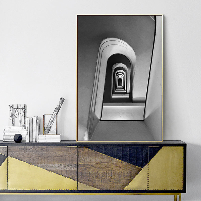 Vivolux | Vintage Stil Leinwanddruck Grau 3D Lange Galerie Malerei, Mehrere Größenoptionen