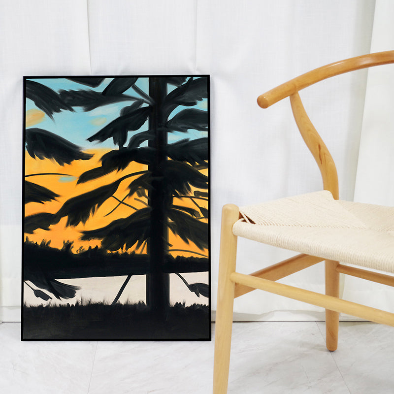 Vivolux | Nordic Plant Wall Art Decor Gelbe Illustration Baum Schatten Leinwanddruck für Zuhause