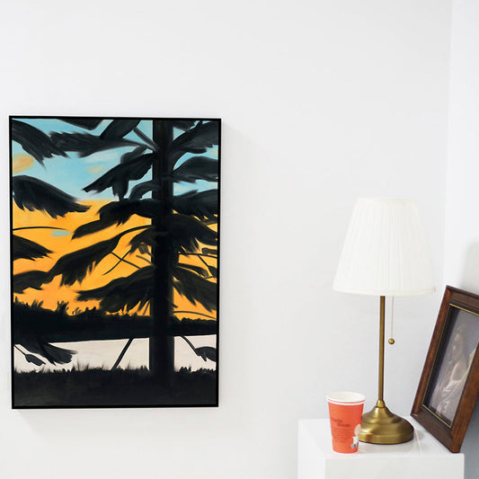 Vivolux | Nordic Plant Wall Art Decor Gelbe Illustration Baum Schatten Leinwanddruck für Zuhause