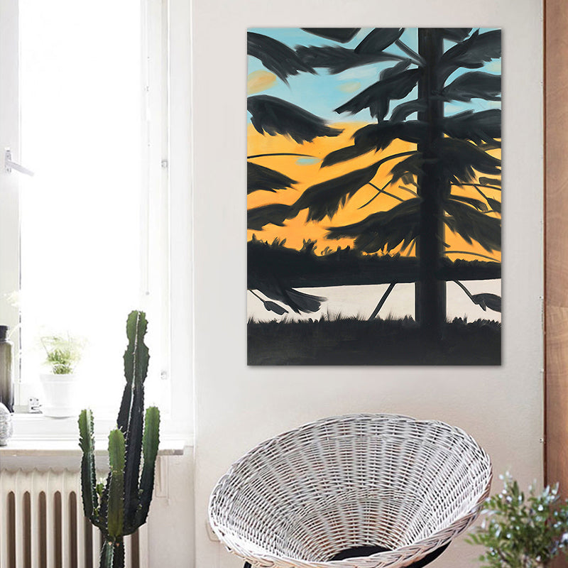 Vivolux | Nordic Plant Wall Art Decor Gelbe Illustration Baum Schatten Leinwanddruck für Zuhause