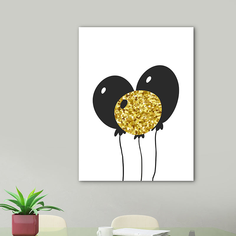 Vivolux | Texturiertes Ballonleinwand Skandinavisches Wandkunst-Druck in Schwarz für Kinderzimmer, Mehrere Größen