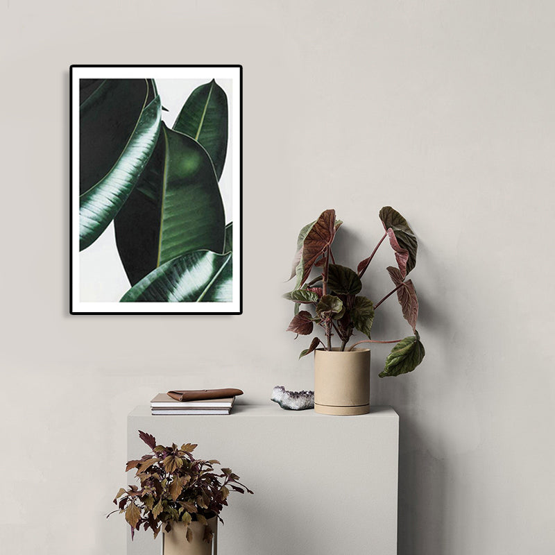 Vivolux | Nordic Fotografien Blätter Kunstdruck Jungen Schlafzimmer Wanddekoration in Grün auf Weiß, Texturiert