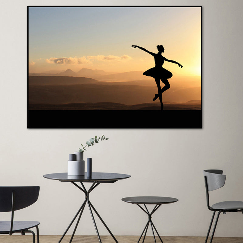 Vivolux | Schönes Foto Sonnenuntergang Ballerina Leinwand Wandkunst für das Mädchenzimmer, Pastellfarbe